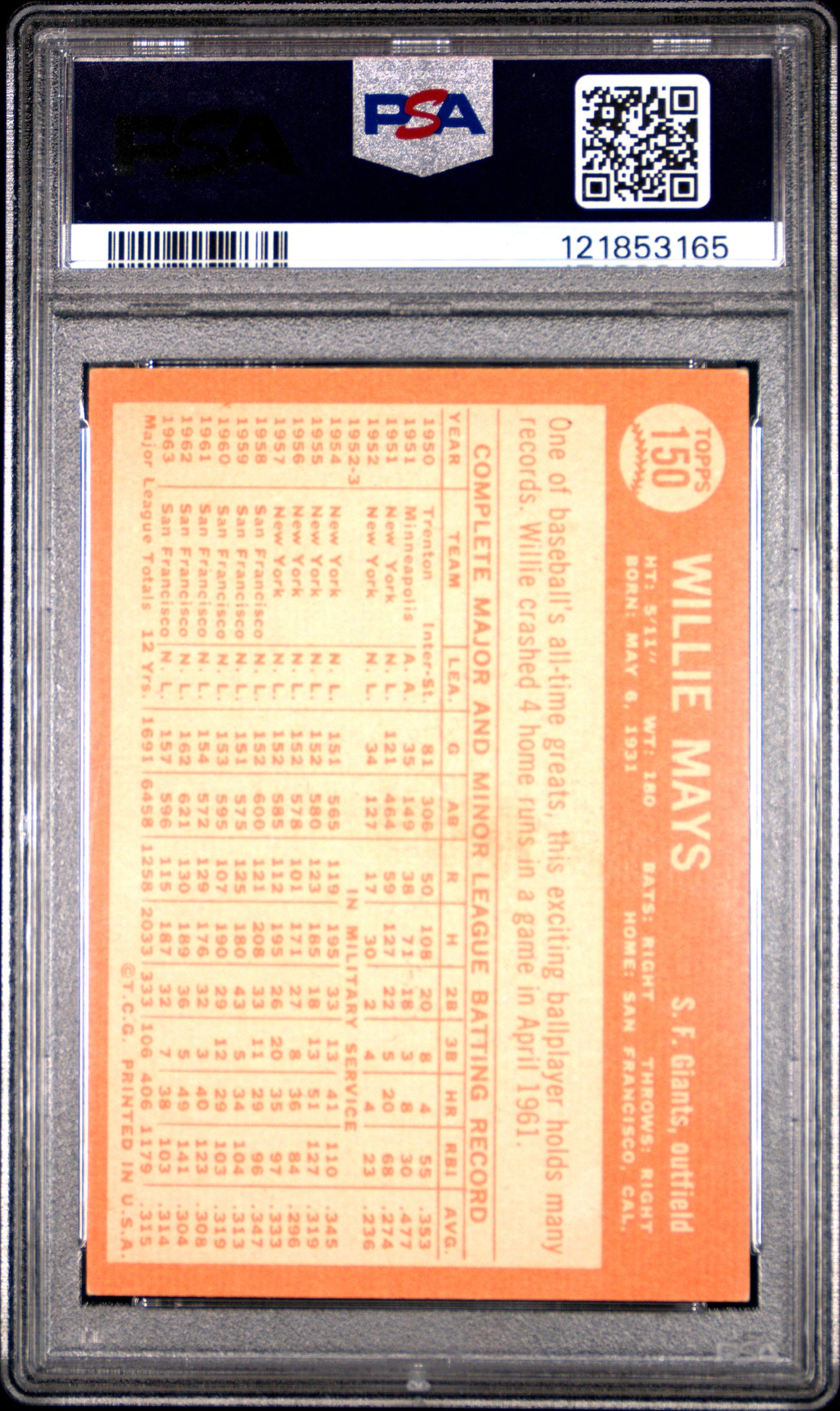 1964 Topps Willie Mays #150 PSA 4