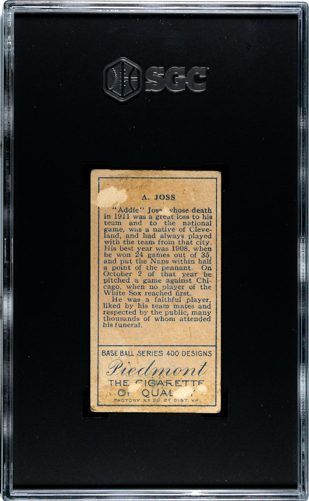 1911 Piedmont Cigarettes (T205) Addie Joss SGC 1