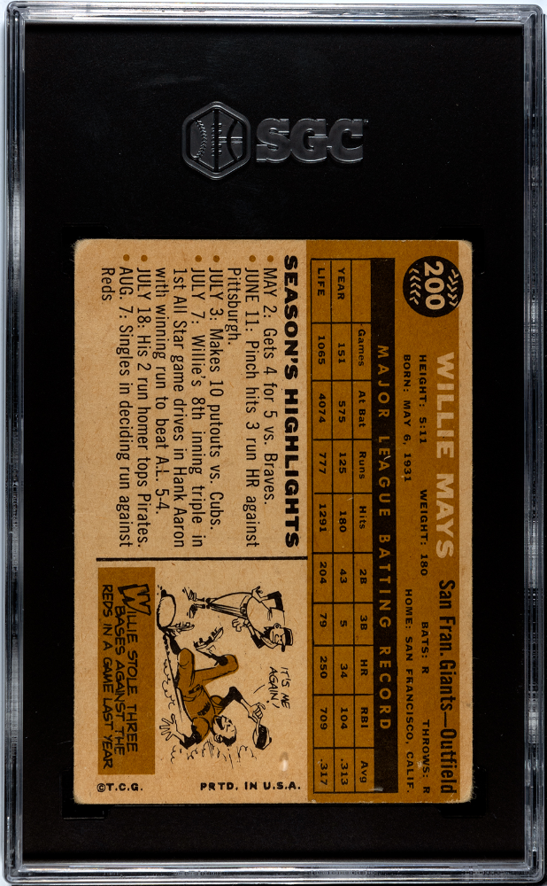1960 Topps Willie Mays #200 SGC 3