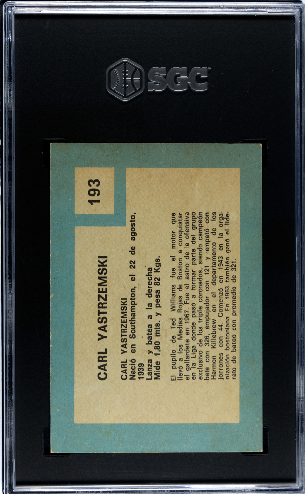 1967 Topps Venezuelan Carl Yastrzemski #193 SGC 4.5