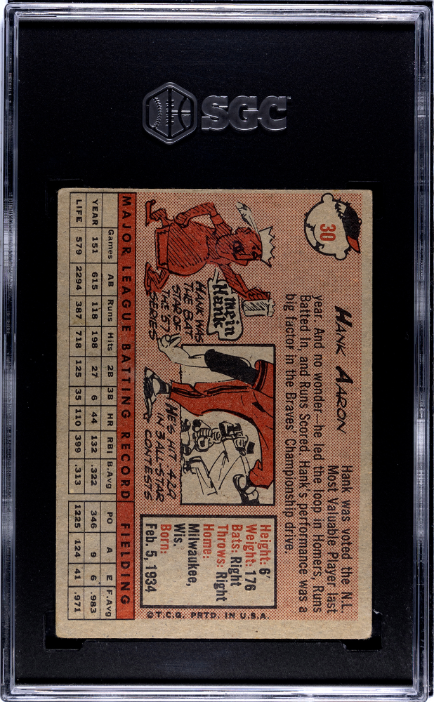 1958 Topps Hank Aaron #30 SGC 3.5