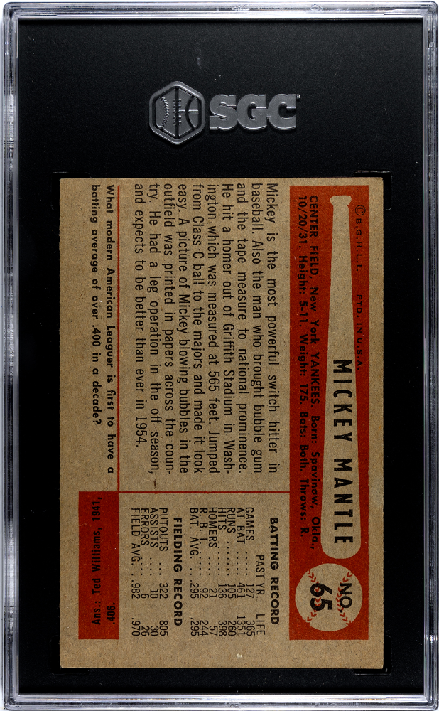 1954 Bowman Mickey Mantle #65 SGC 5.5