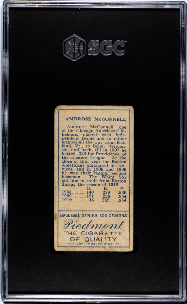 1911 Piedmont Cigarettes (T205) Ambrose McConnell SGC 1