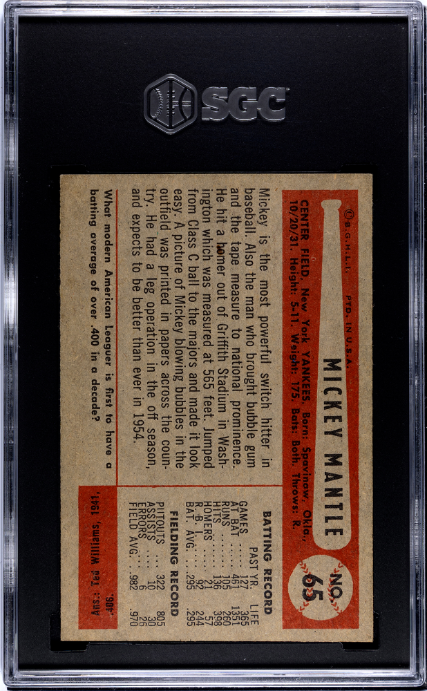 1954 Bowman Mickey Mantle #65 SGC 5.5