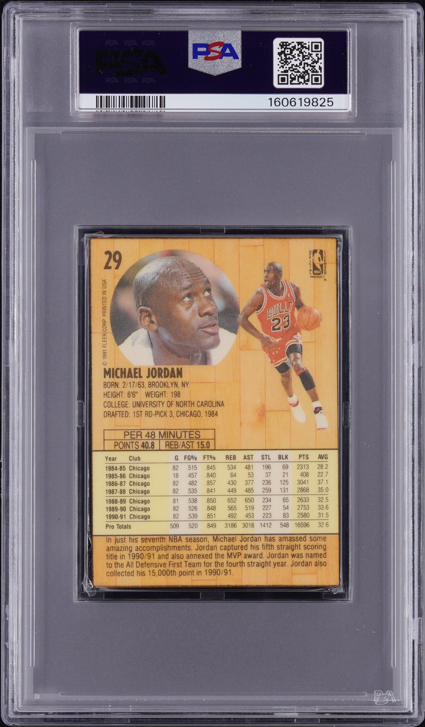 1991 Fleer Michael Jordan #29 3 D Wrapper Redemption PSA 8