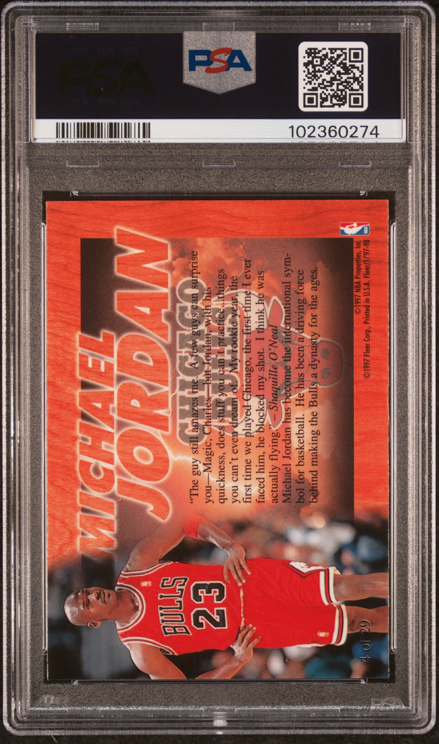 1997 Fleer Flair Hardwood Leaders Michael Jordan #4 PSA 9