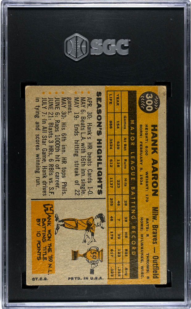 1960 Topps Hank Aaron #300 SGC 4