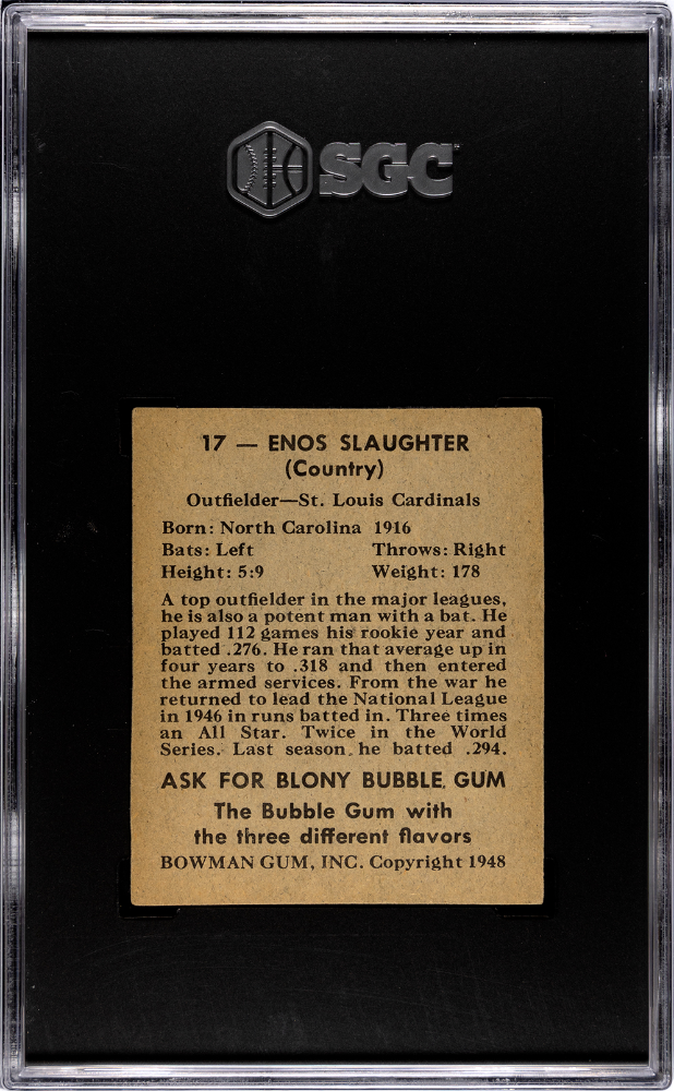 1948 Bowman Enos Slaughter #17 SGC A