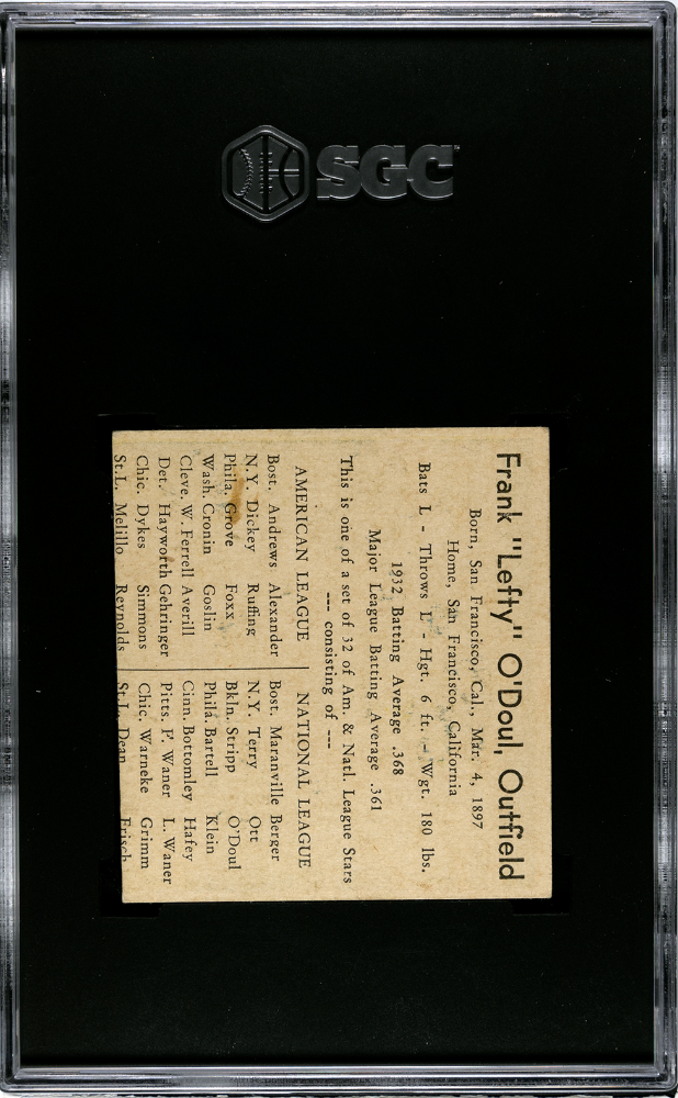 1933 George C. Miller Lefty O'doul SGC A
