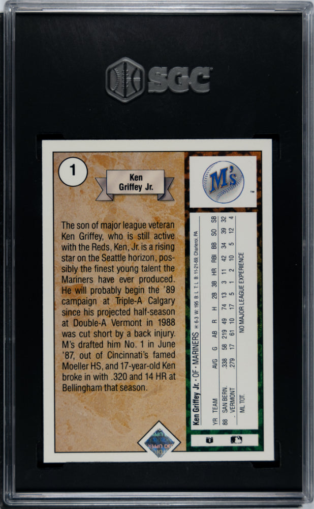 1989 Upper Deck Ken Griffey JR. #1 SGC 9