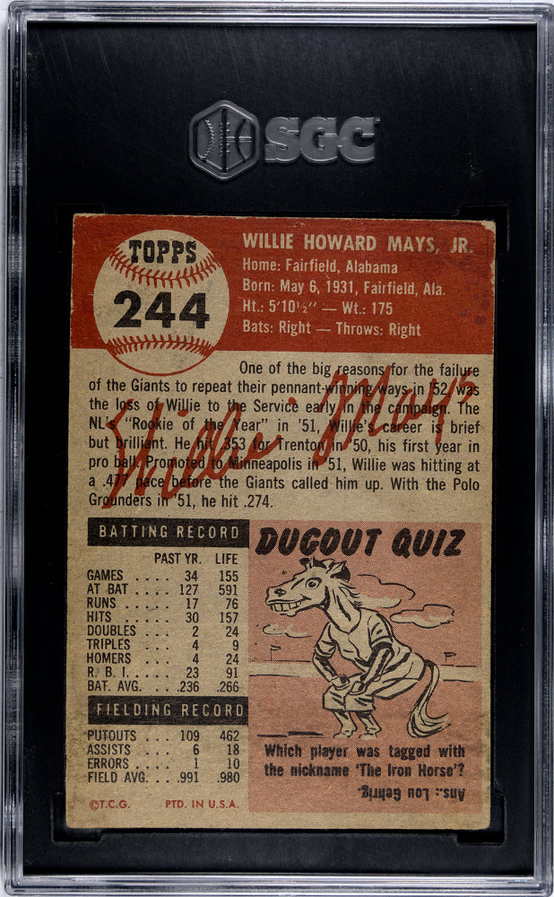 1953 Topps Willie Mays #244 SGC 1.5