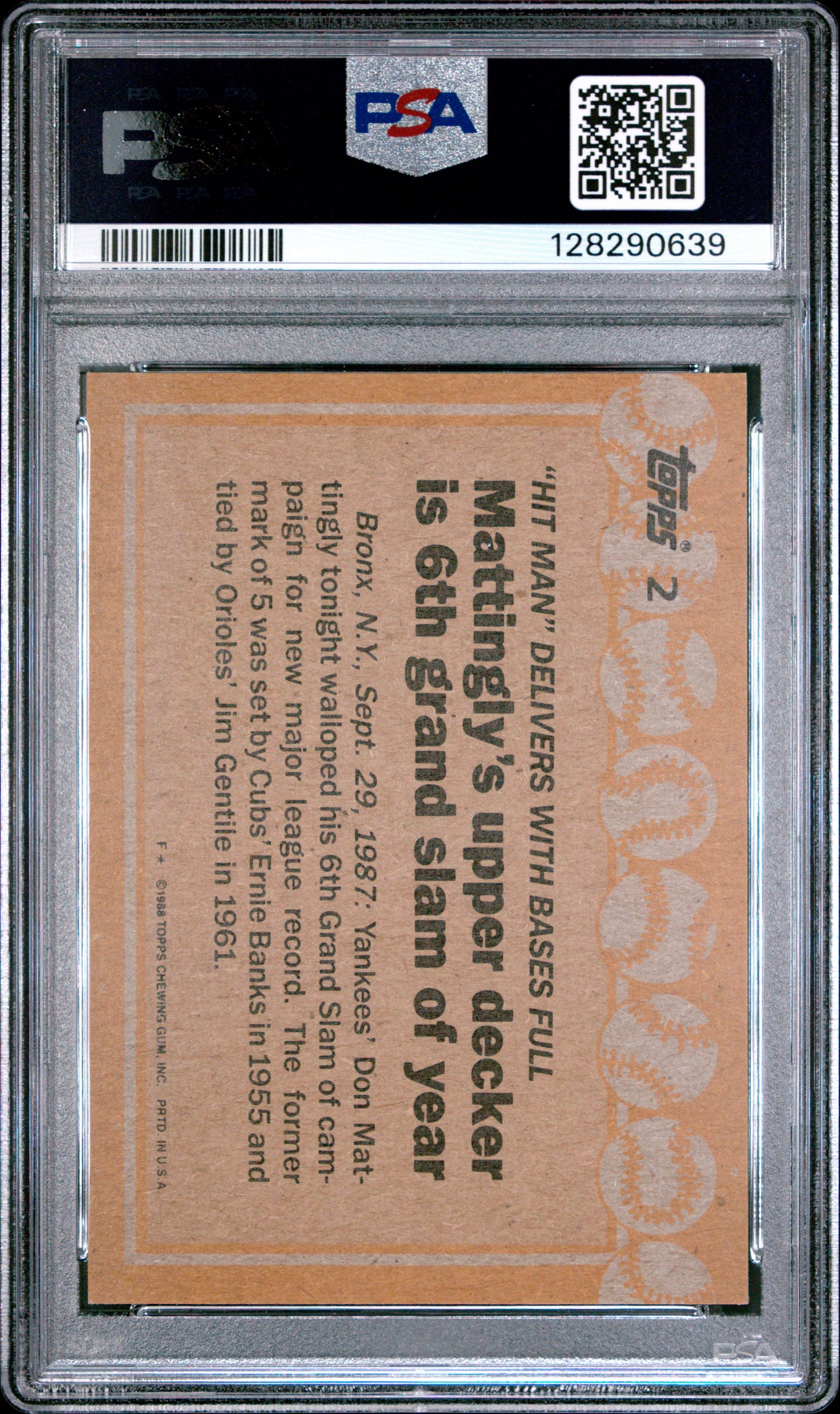 1988 Topps Don Mattingly #2 PSA 10