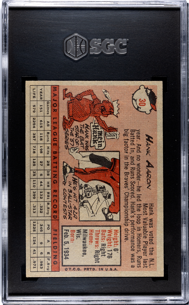 1958 Topps Hank Aaron #30 SGC 6