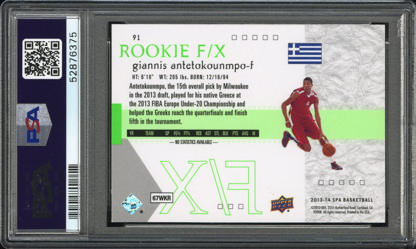 2013 SP Authentic G. Antetokounmpo #91 2001 Rookie FX PSA 9