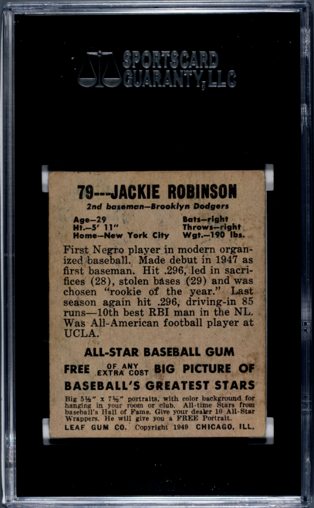 1948 Leaf Gum Co. Jackie Robinson #79 SGC 4.5