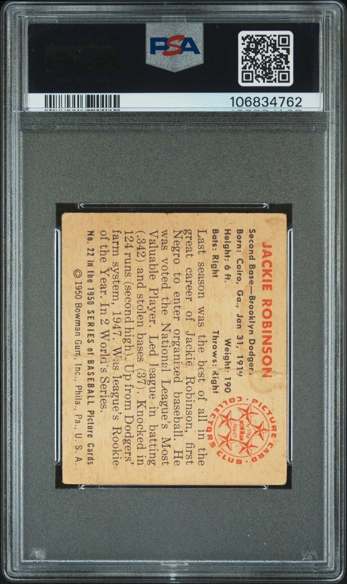 1950 Bowman Jackie Robinson #22 PSA 1.5
