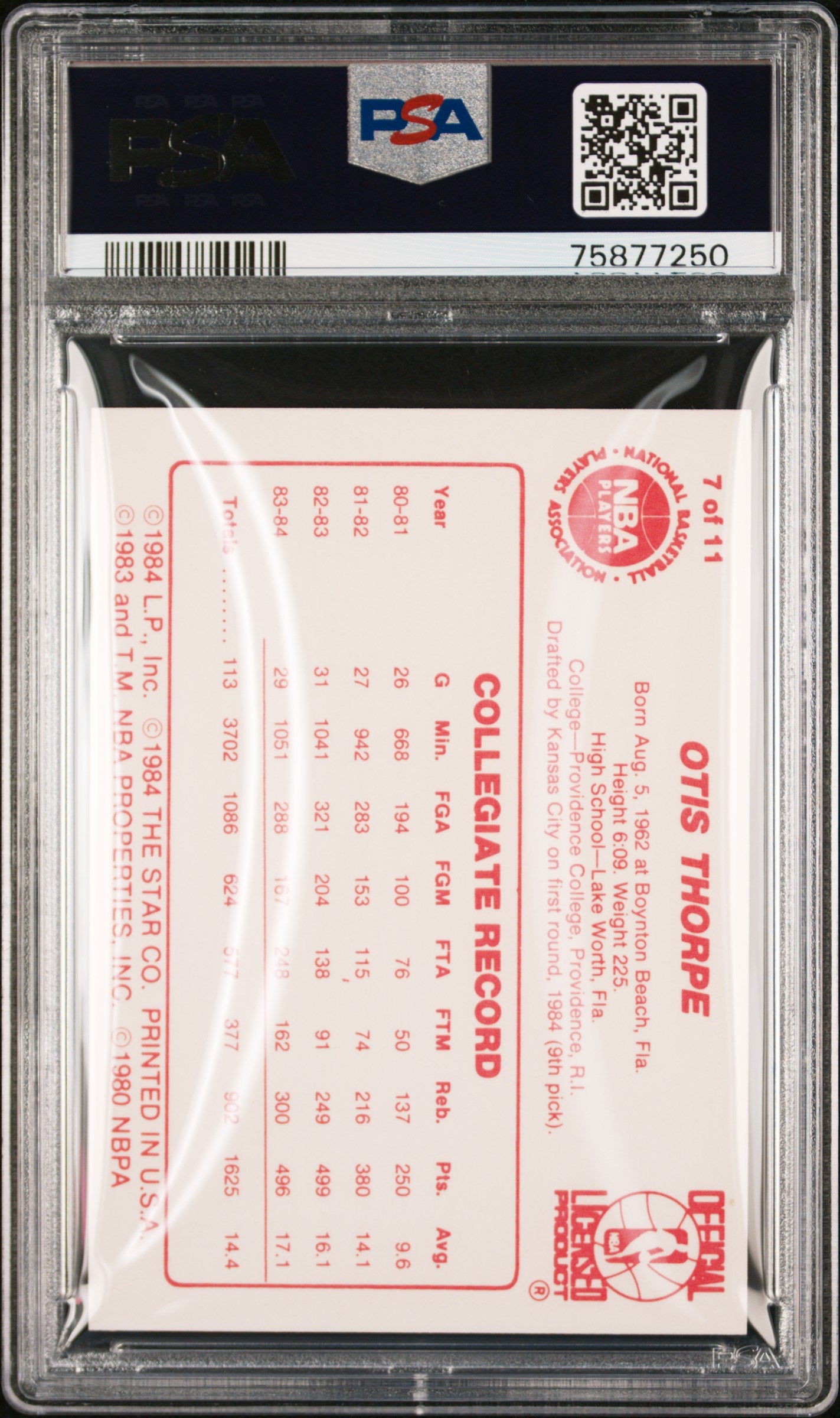 1985-86 Star All-Rookies Otis Thorpe #7 PSA 8