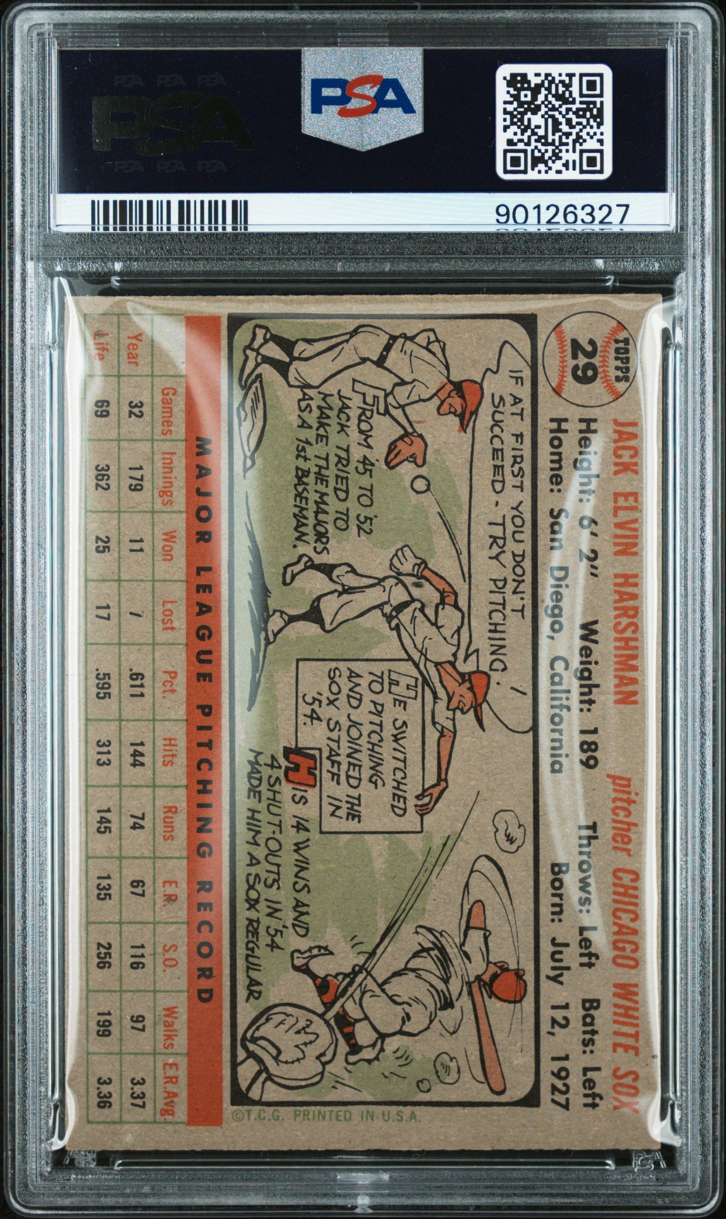 1956 Topps Jack Harshman #29 Gray Back PSA 8
