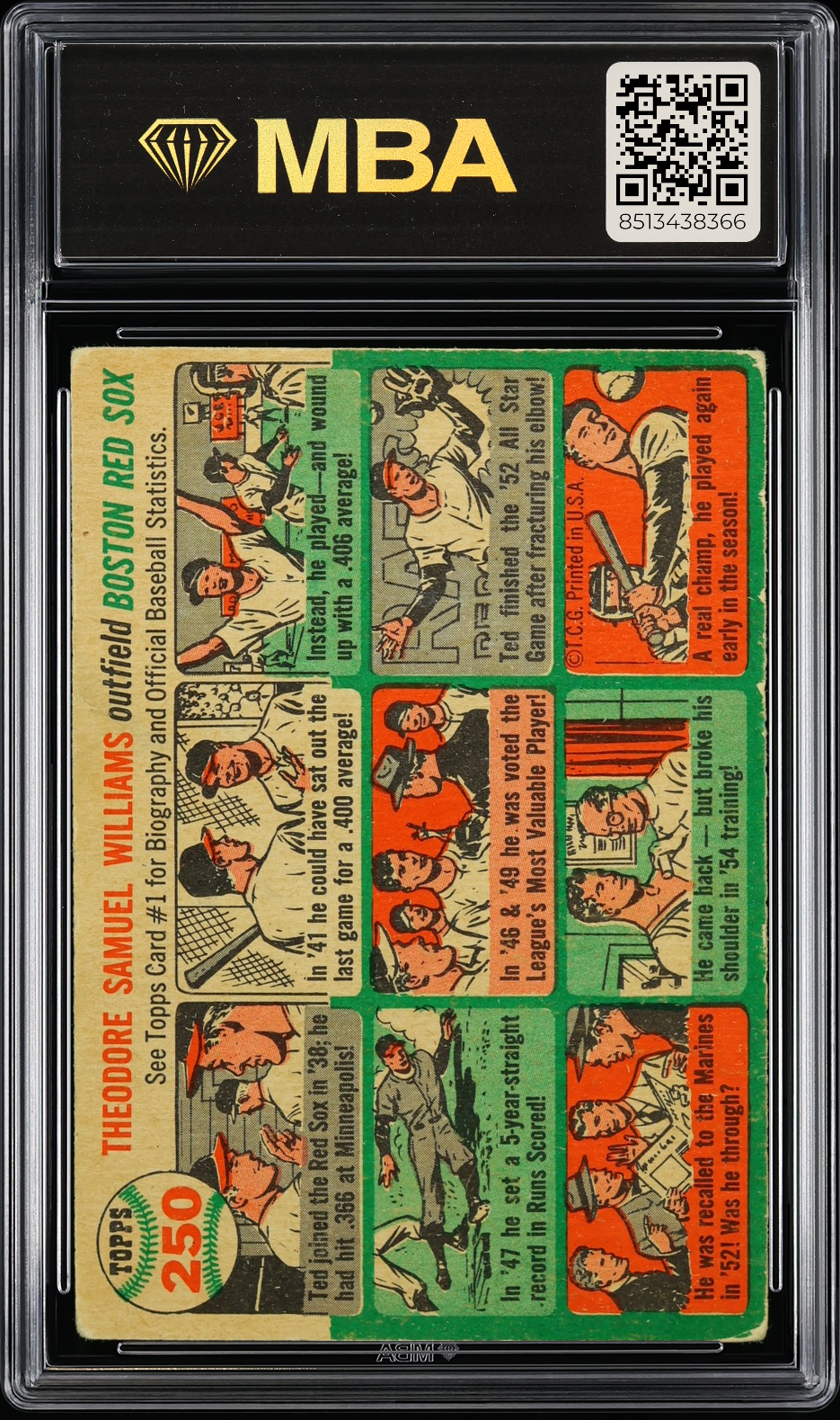 1954 Topps Ted Williams #250 MBA 3