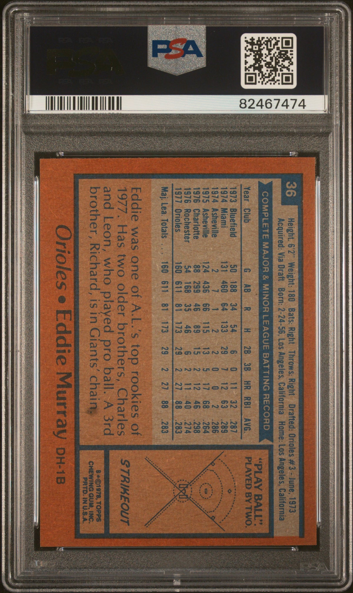1978 Topps Eddie Murray #36 PSA 9