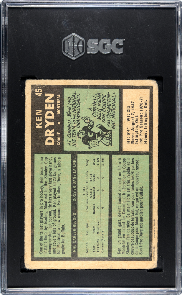 1971 O-Pee-Chee Ken Dryden #45 SGC 1