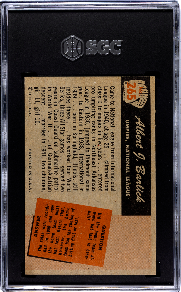 1955 Bowman Albert Barlick #265 SGC 7