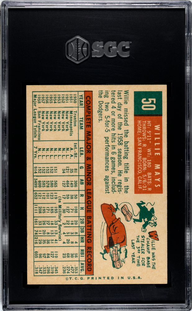 1959 Topps Willie Mays #50 SGC 8