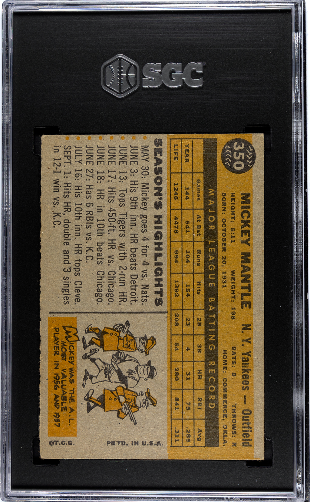 1960 Topps Mickey Mantle #350 SGC 4
