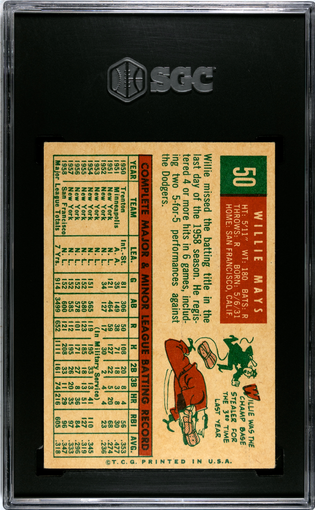 1959 Topps Willie Mays #50 SGC 4