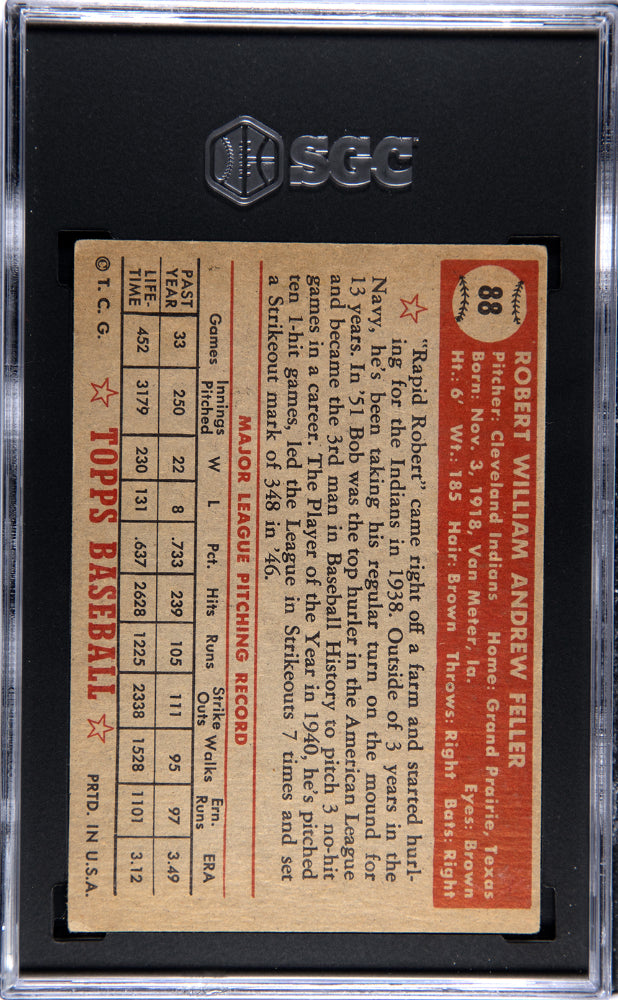 1952 Topps Bob Feller #88 SGC 4