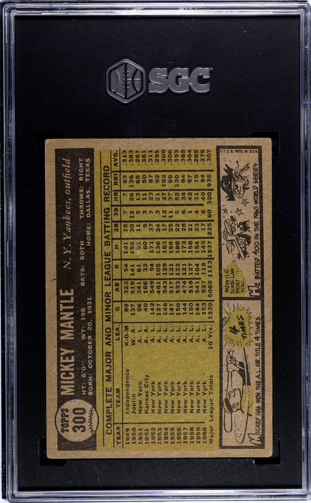 1961 Topps Mickey Mantle #300 SGC 4