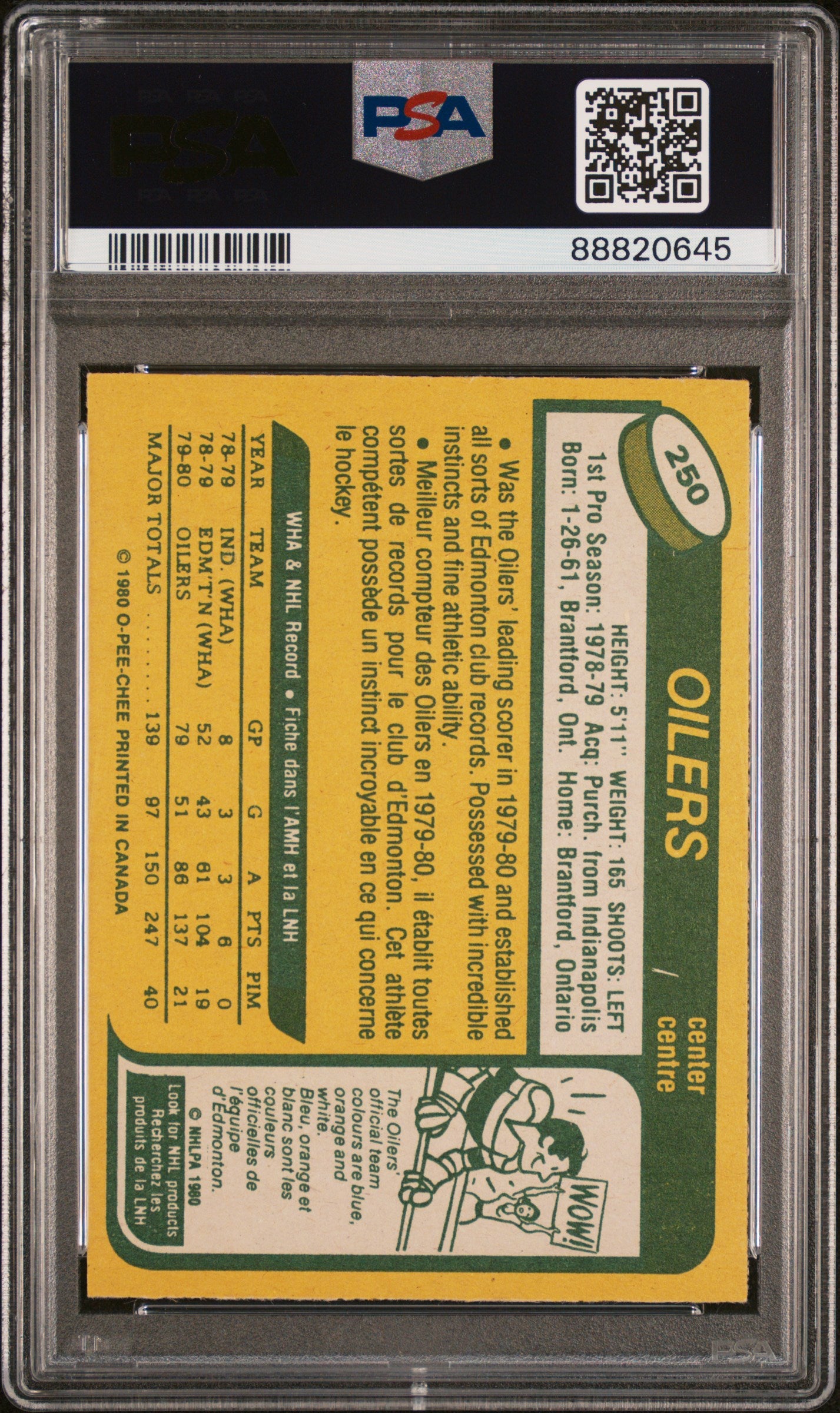 1980 O-Pee-Chee Wayne Gretzky #250 PSA 9