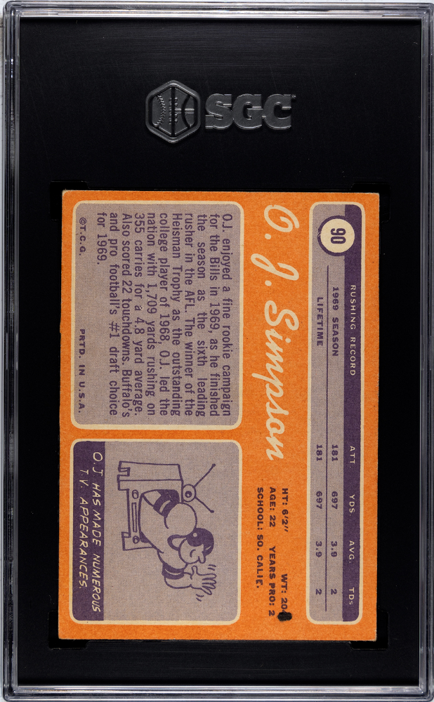 1970 Topps Oj Simpson #90 SGC 3