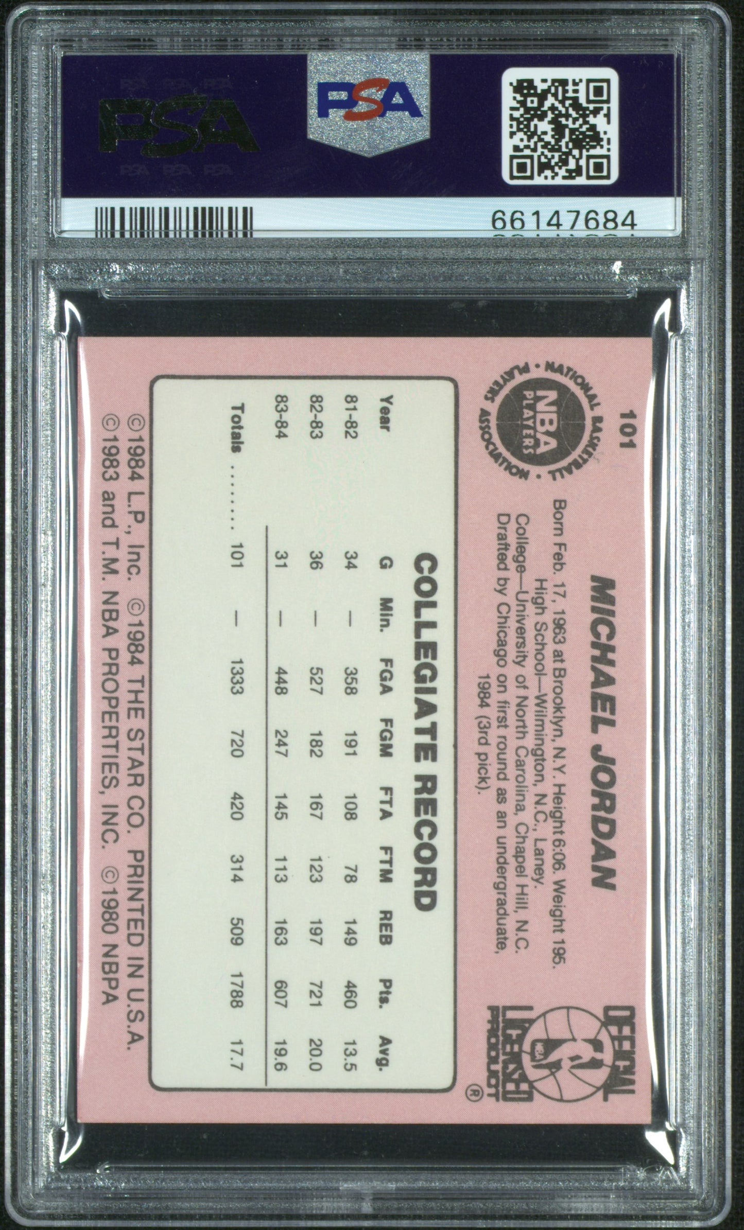 1984 Star Michael Jordan #101 PSA 6