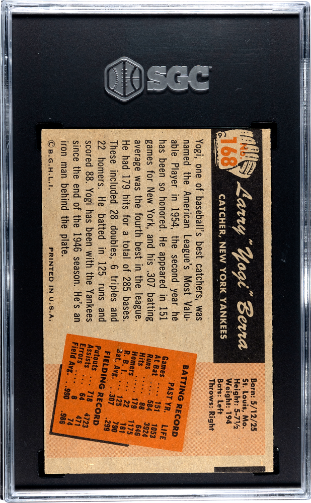 1955 Bowman Yogi Berra #168 SGC 3.5