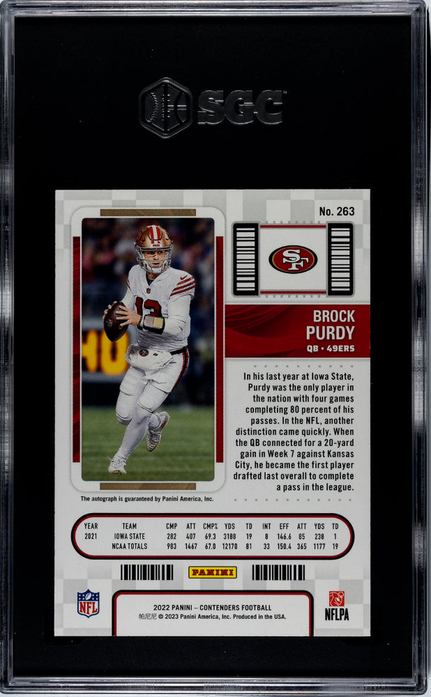 2022 Panini Contenders Brock Purdy #263 Autograph SGC 9.5 Auto 10
