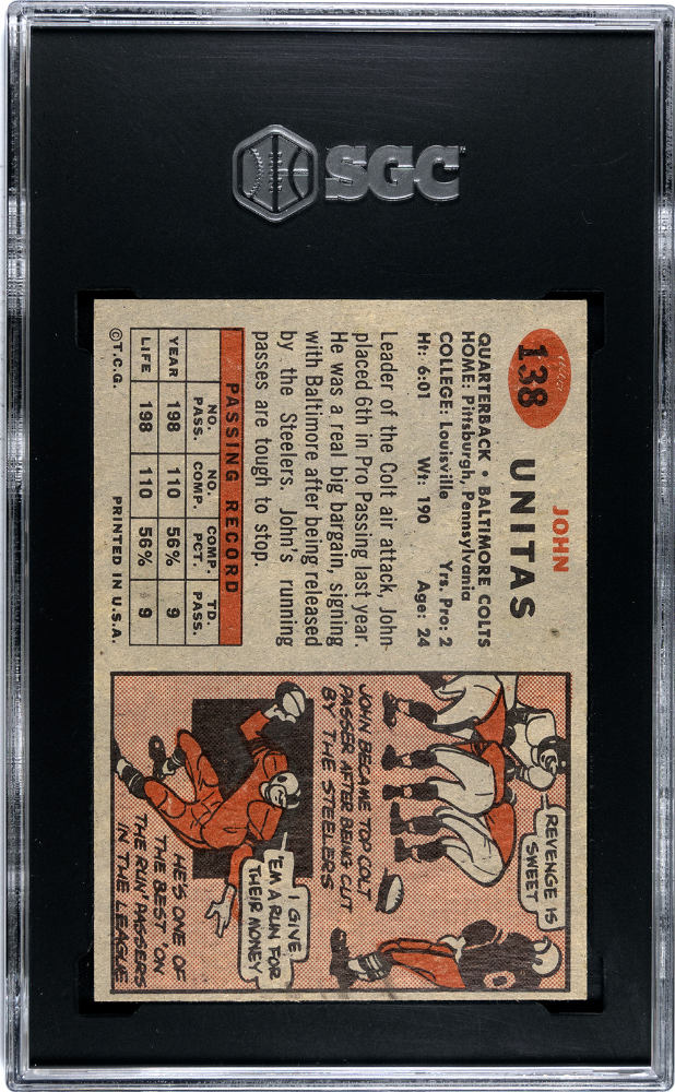 1957 Topps John Unitas #138 SGC 6