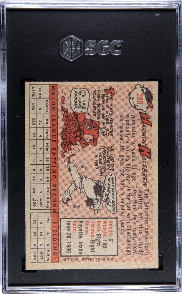 1958 Topps Harmon Killebrew #288 SGC 6