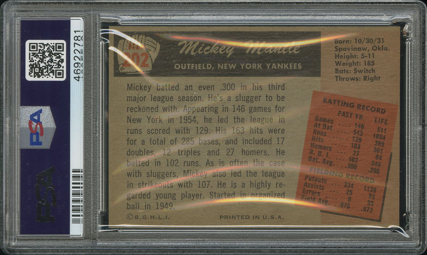 1955 Bowman Mickey Mantle #202 PSA 6