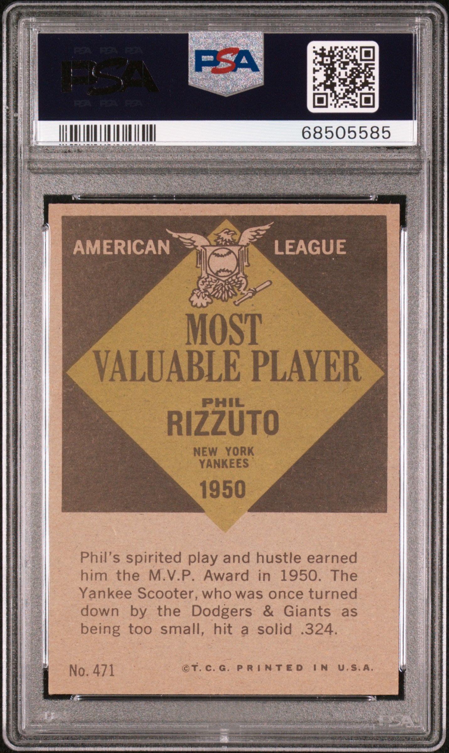 1961 Topps Phil Rizzuto #471 MVP PSA 7