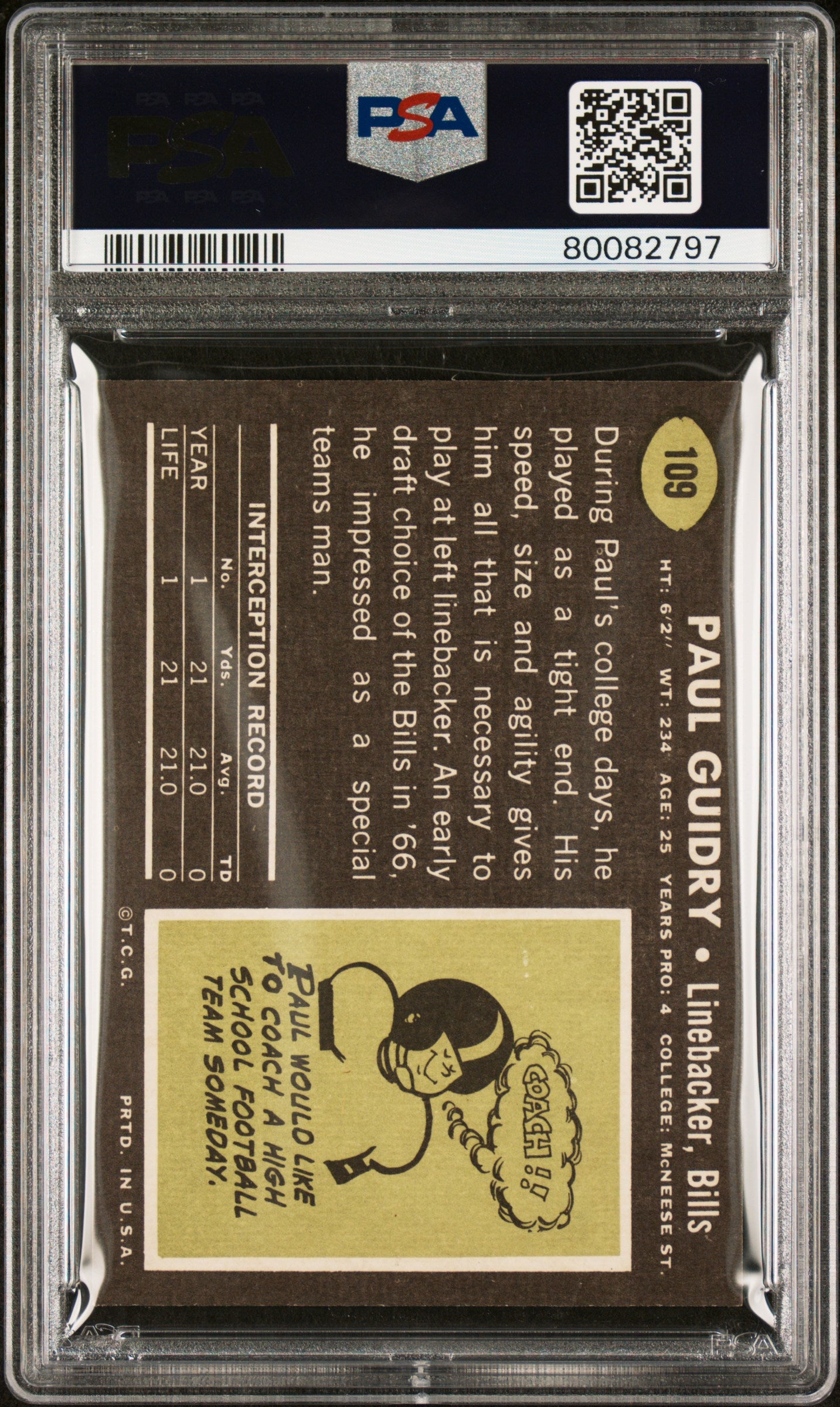 1969 Topps Paul Guidry #109 PSA 9