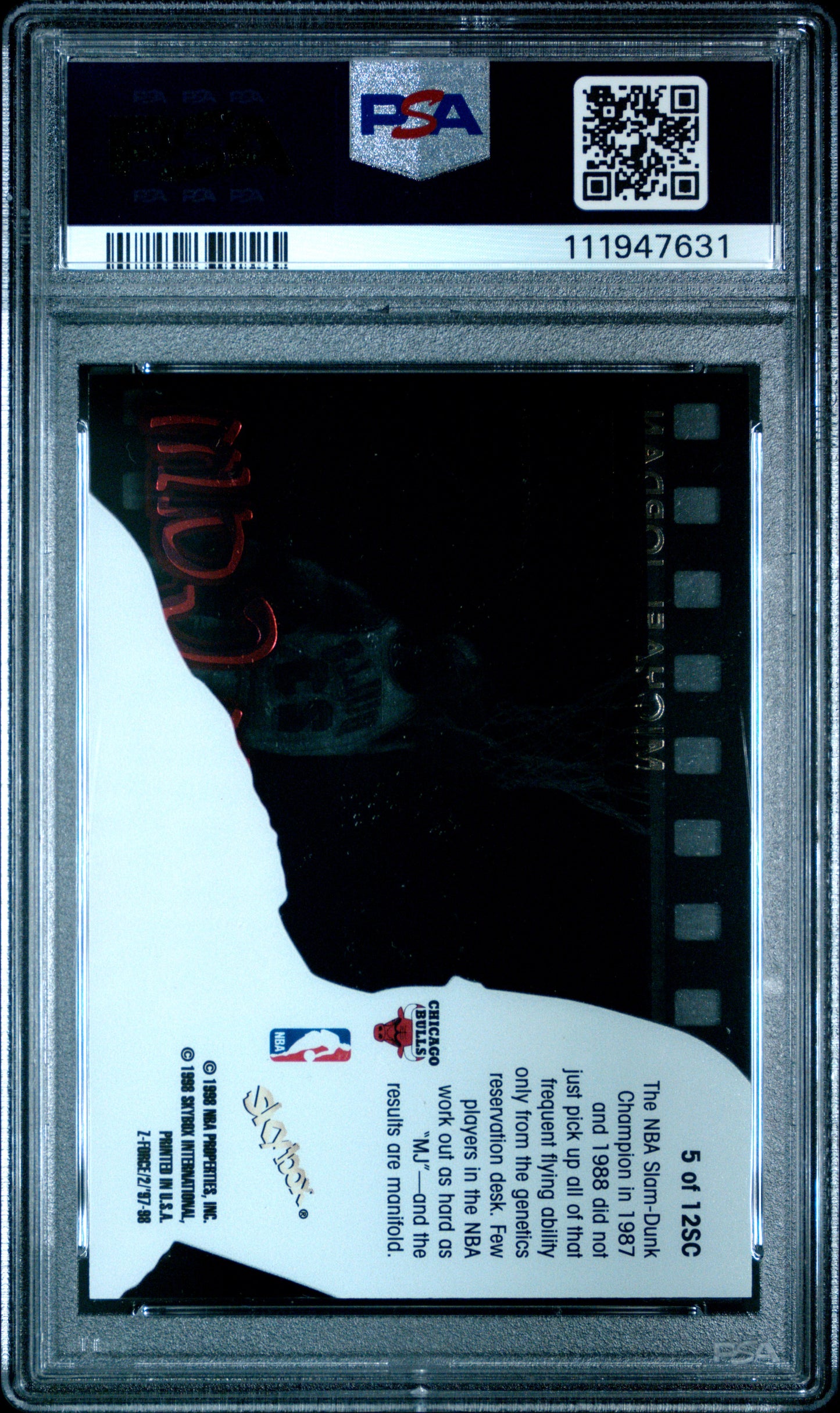 1997 Skybox Z-Force Slam Cam Michael Jordan #5 PSA 9