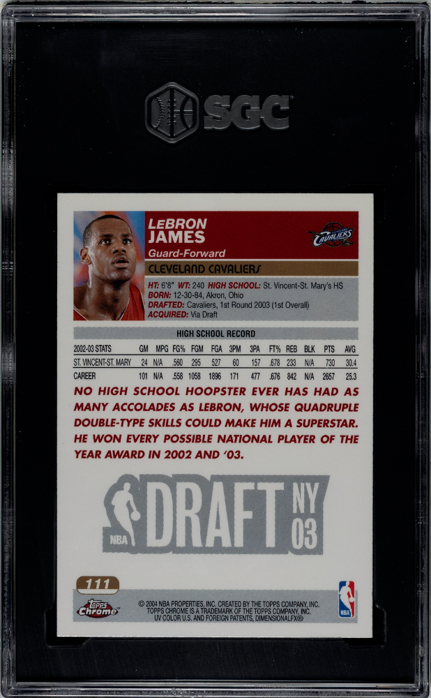 2003 Topps Chrome LeBron James #111 SGC 8.5