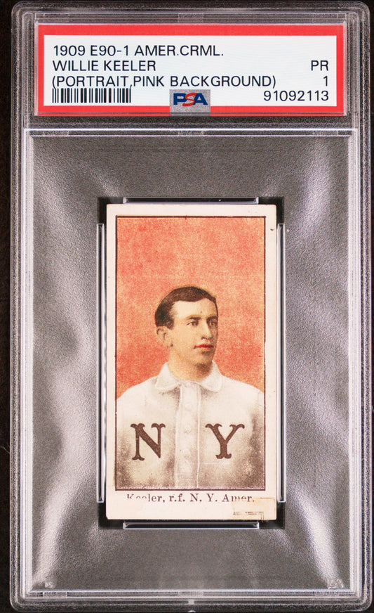 1909 WILLIE KEELER E90-1 AMERICAN CARAMEL (PORTRAIT,PINK BACKGROUND) PSA 1