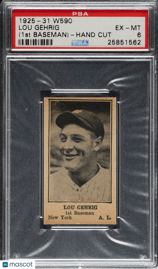 1925-31 W590 Hand Cut Lou Gehrig (1st Baseman) PSA 6