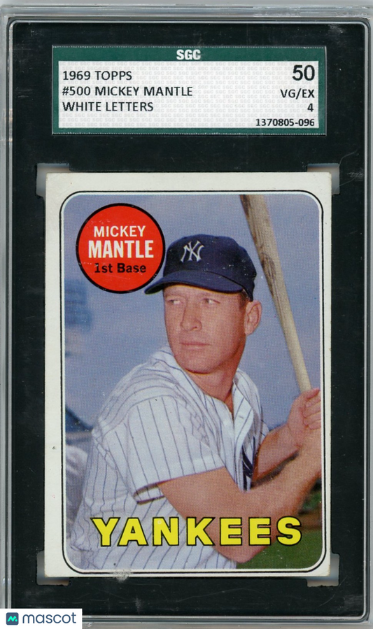 1969 Topps Mickey Mantle #500 White Letters SGC 4