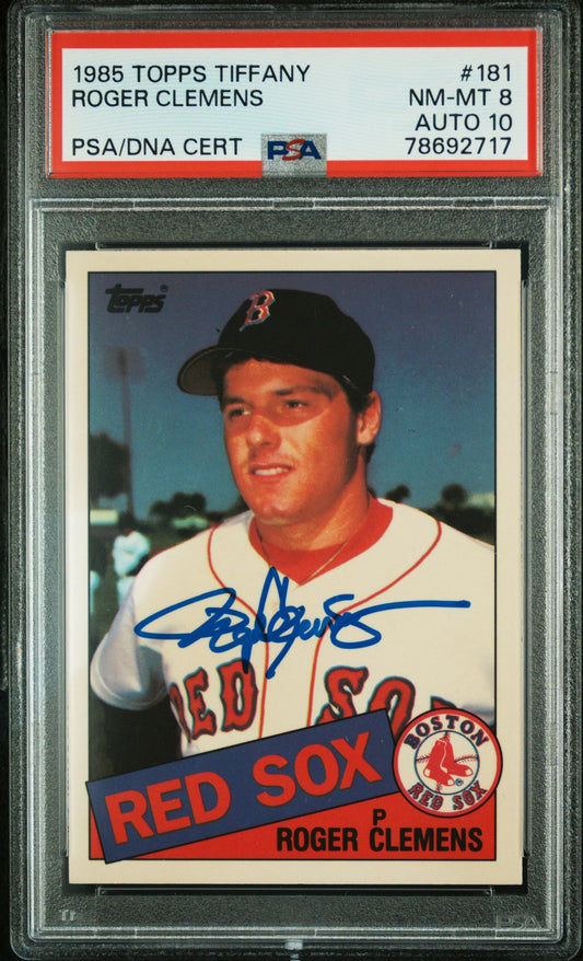 1985 TOPPS ROGER CLEMENS TIFFANY #181 PSA/DNA 8 AUTO 10