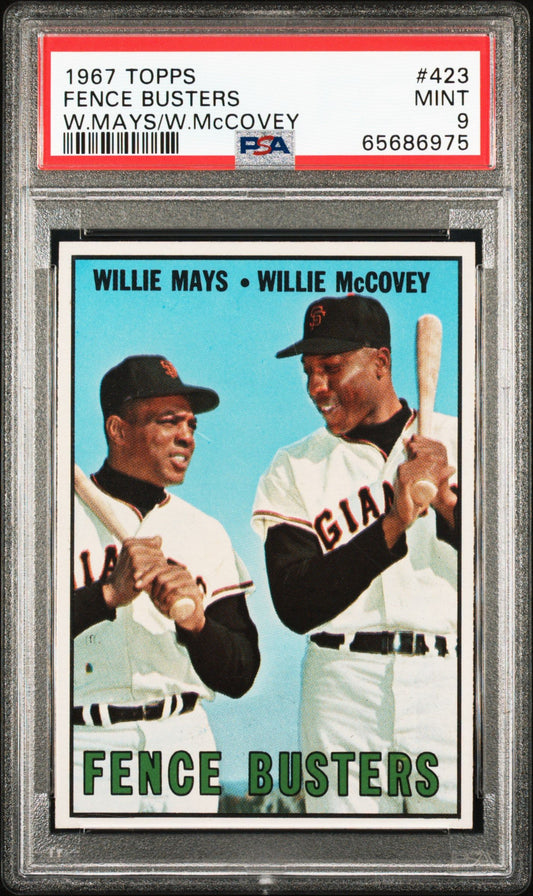 1967 TOPPS FENCE BUSTERS W.MAYS/W.MCCOVEY #423 PSA 9