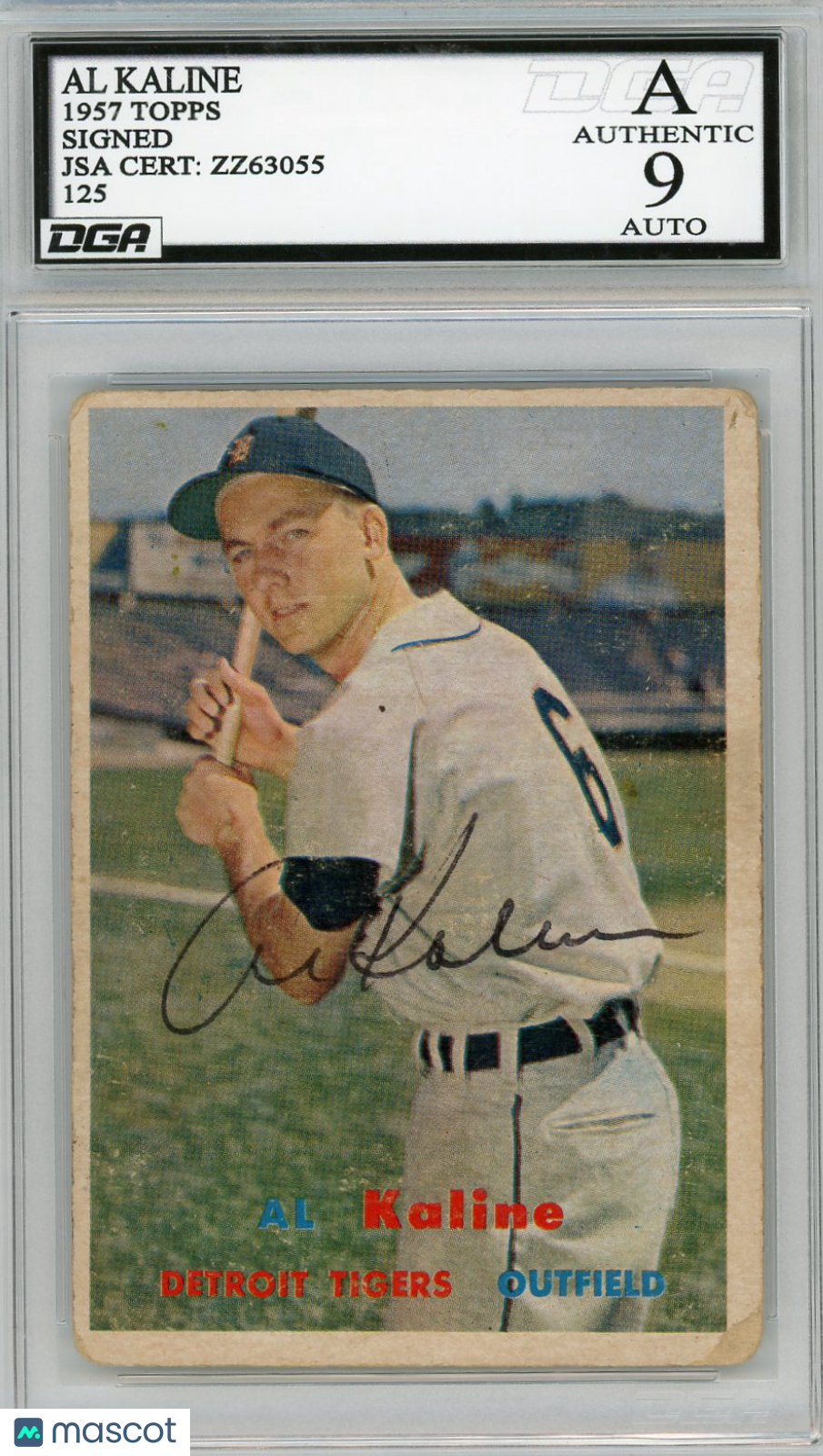 1957 Topps Al Kaline #125 DGA 9 JSA Auto 9