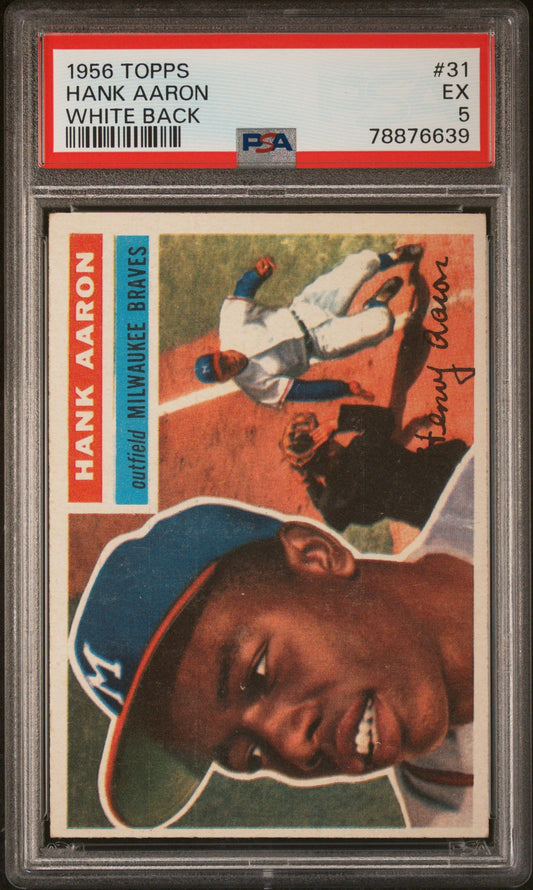 1956 TOPPS HANK AARON WHITE BACK #31 PSA 5